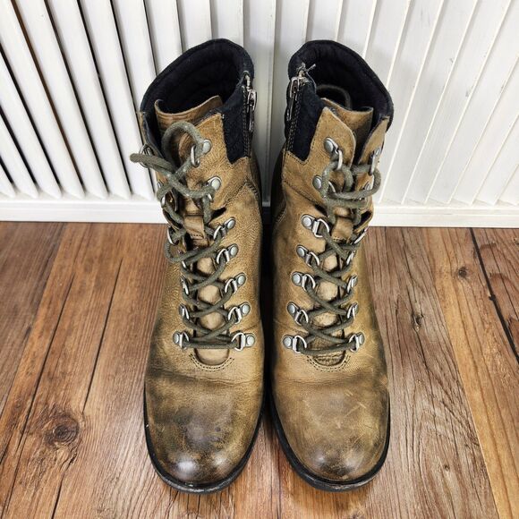 Kork-Ease Disna Women's 8 M Brown Leather Heeled Lace Up Boho Boots Ankle Combat - Picture 9 of 11